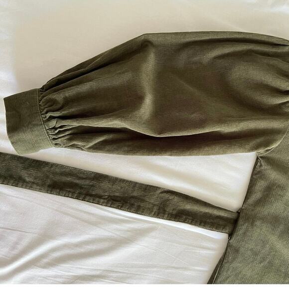 ASOS Design Cord Mini Shirt Dress Women’s Size 4 Green Belted Corduroy - Picture 5 of 10